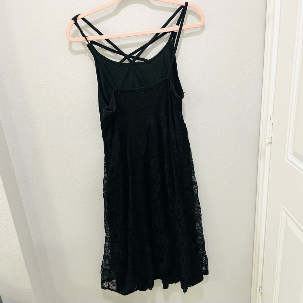 Elegant Black Gothic Skull Lace Dress Womens Size L Witchy, Whimsigoth , Punk - Picture 5 of 10
